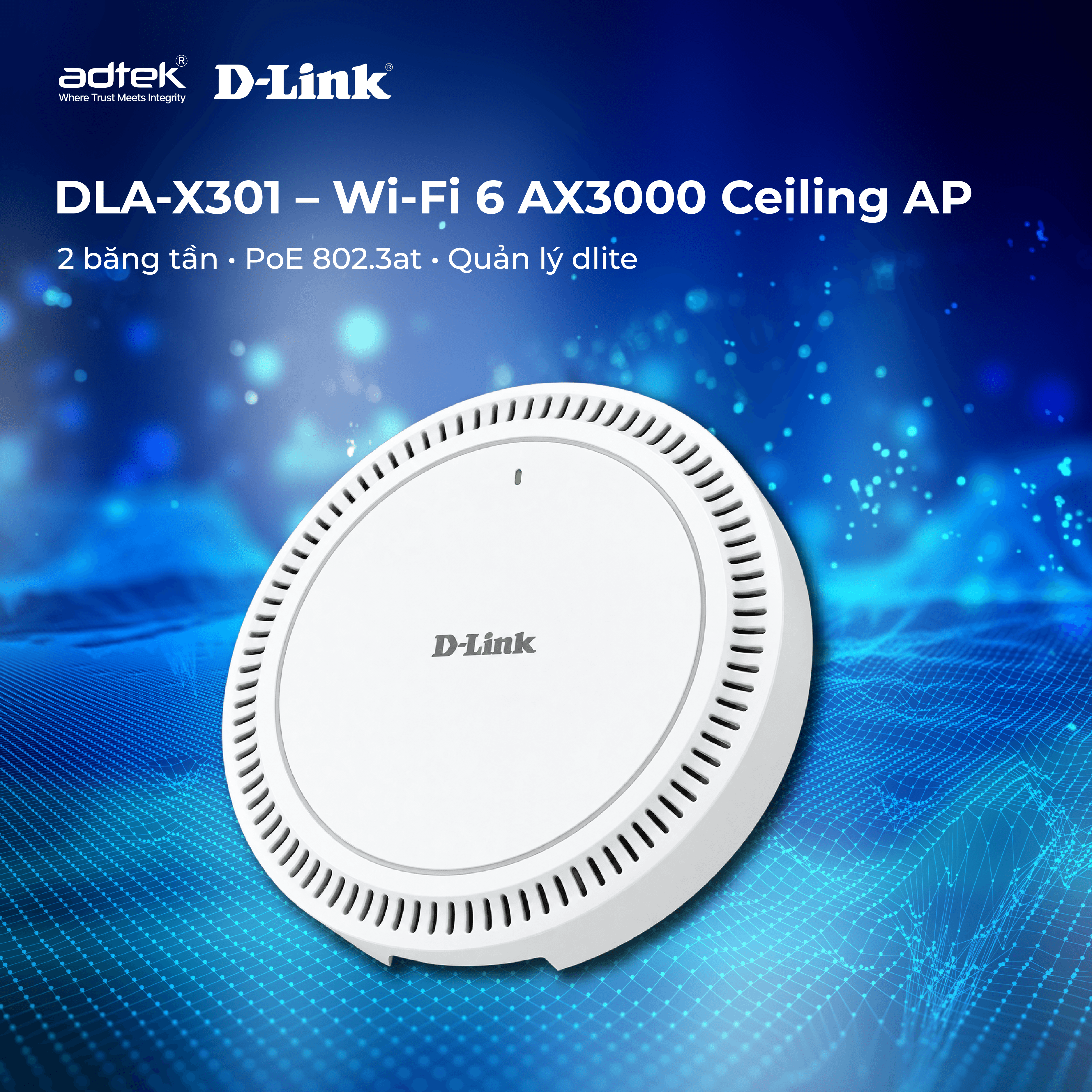 DLA-X301 Wi-Fi 6 AX3000 Ceiling Access Point D-Link-54 DLA-X301 – Wi-Fi 6 AX3000 Ceiling Access Point D-Link | AD.TEK